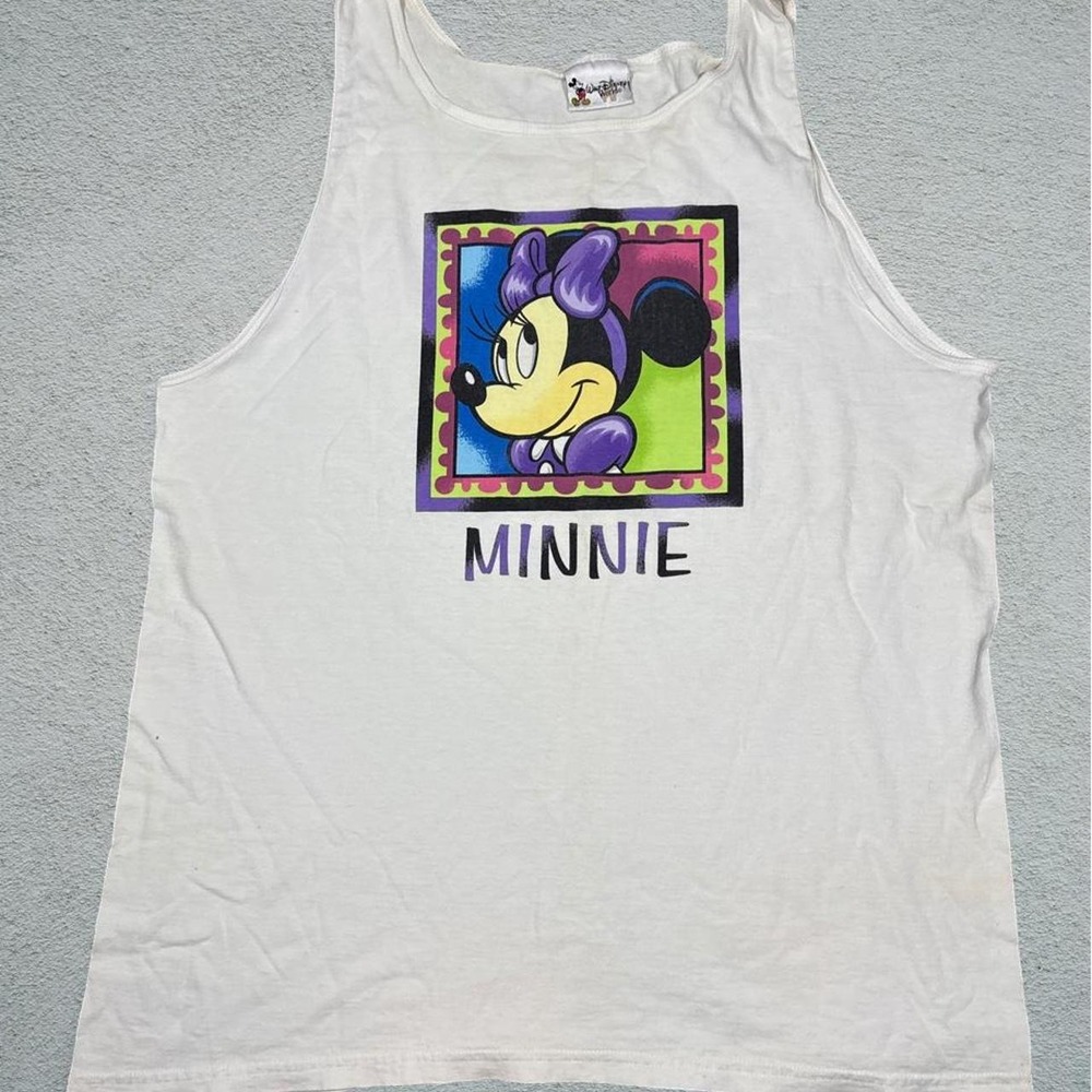 Vintage Disney Minnie Mouse Tank Top White Walt Disney World Graphic Women XL